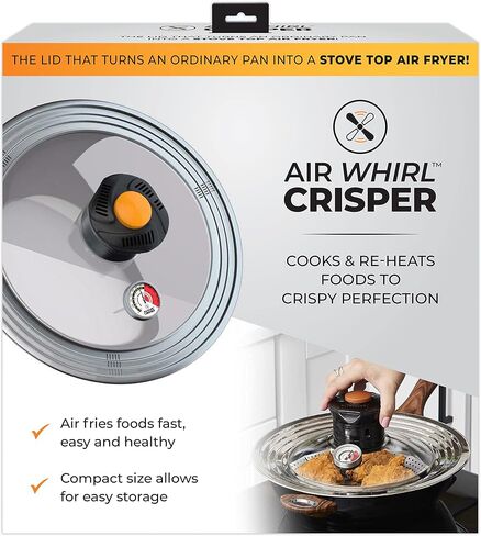 Allstar Kitchen Air Whirl Crisper Air Fryer Lid for Pots & Pans- Fits 10 to 12 Inch Pots and Pans, Works on Stovetop- Includes Air Whirl Lid & Expandable Tray in Saudi Arabia