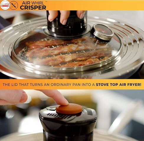 Allstar Kitchen Air Whirl Crisper Air Fryer Lid for Pots & Pans- Fits 10 to 12 Inch Pots and Pans, Works on Stovetop- Includes Air Whirl Lid & Expandable Tray in Saudi Arabia