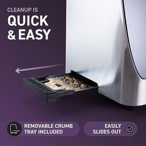 Inspirex Touch Screen Toaster - 2 Slice Extra-Wide Slots - 5 Bread Type and 6 Browning Levels - Defrost, Reheat, Favorite, Single Slot Settings - Stainless Steel in Kuwait