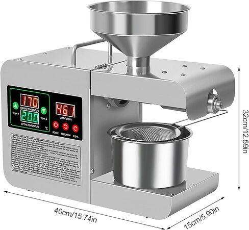 Electric Oil Press Machine 820W Automatic Oil Press Extractor Organic Oil Expeller Household Commercial Grade Stainless Steel Oil Press Machine 40-240℃ Temperature Adjustable in Kuwait