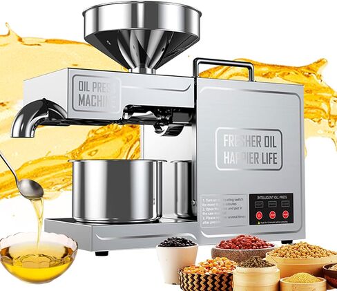 Anatole Oil Press Machine Electric Seed Oil Maker Stainless Steel 820W Automatic Kitchen Oil Extractor for Commercial Home Use 110V US Plug in Kuwait