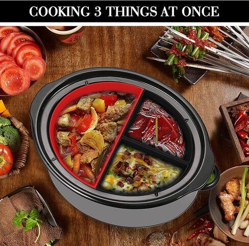 فواصل وعاء الفخار من السيليكون لوعاء الفخار 6-8 QT، مقسم الطباخ البطيء يسمح بطهي وجبتين مختلفتين في وقت واحد، بطانة سيليكون للطهي البطيء آمنة لغسالة الأطباق، خالية من مادة BPA in Kuwait