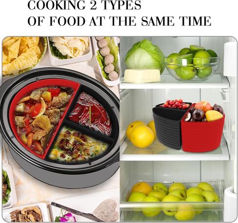 فواصل وعاء الفخار من السيليكون لوعاء الفخار 6-8 QT، مقسم الطباخ البطيء يسمح بطهي وجبتين مختلفتين في وقت واحد، بطانة سيليكون للطهي البطيء آمنة لغسالة الأطباق، خالية من مادة BPA in Kuwait