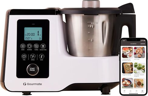 Gourmate Smart All-in-1 Multi-Cooker, 10+ Cooking Functions, Built-in Scale, Guided Recipes, Steam, Cook, Knead, Bluetooth App Connectivity, 2.3 QT, White in Saudi Arabia