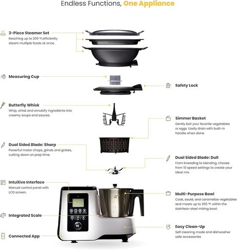 Gourmate Smart All-in-1 Multi-Cooker, 10+ Cooking Functions, Built-in Scale, Guided Recipes, Steam, Cook, Knead, Bluetooth App Connectivity, 2.3 QT, White in Saudi Arabia