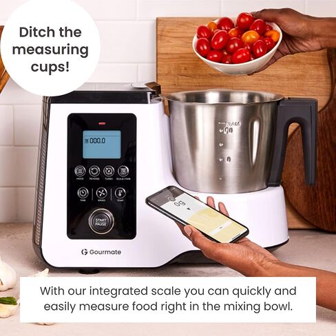 Gourmate Smart All-in-1 Multi-Cooker, 10+ Cooking Functions, Built-in Scale, Guided Recipes, Steam, Cook, Knead, Bluetooth App Connectivity, 2.3 QT, White in Saudi Arabia
