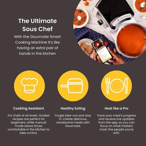 Gourmate Smart All-in-1 Multi-Cooker, 10+ Cooking Functions, Built-in Scale, Guided Recipes, Steam, Cook, Knead, Bluetooth App Connectivity, 2.3 QT, White in Saudi Arabia