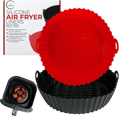 Air Fryer Liner 2 Pack - Reusable Food Grade Silicone Airfryer Liners - BPA Free Silicone Air Fryer Basket – Dishwasher Safe & Easy to Clean - Microwave, Instant Pot, Pressure Cooker Oven Inserts in Saudi Arabia