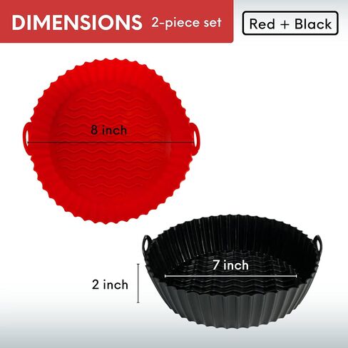 Air Fryer Liner 2 Pack - Reusable Food Grade Silicone Airfryer Liners - BPA Free Silicone Air Fryer Basket – Dishwasher Safe & Easy to Clean - Microwave, Instant Pot, Pressure Cooker Oven Inserts in Saudi Arabia