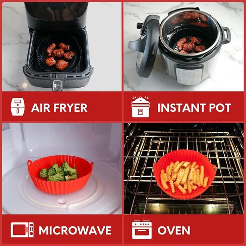 Air Fryer Liner 2 Pack - Reusable Food Grade Silicone Airfryer Liners - BPA Free Silicone Air Fryer Basket – Dishwasher Safe & Easy to Clean - Microwave, Instant Pot, Pressure Cooker Oven Inserts in Saudi Arabia