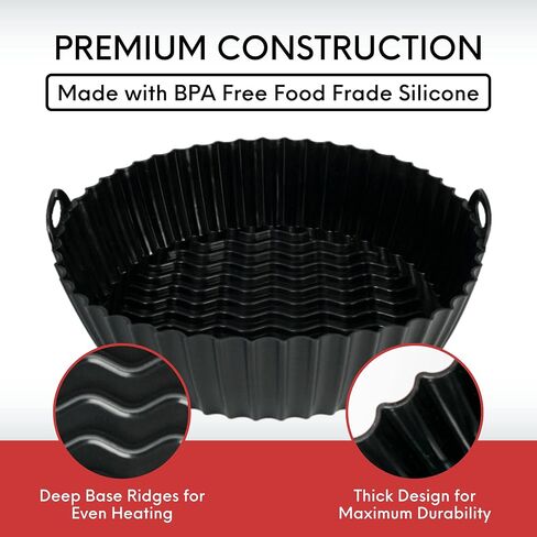 Air Fryer Liner 2 Pack - Reusable Food Grade Silicone Airfryer Liners - BPA Free Silicone Air Fryer Basket – Dishwasher Safe & Easy to Clean - Microwave, Instant Pot, Pressure Cooker Oven Inserts in Saudi Arabia