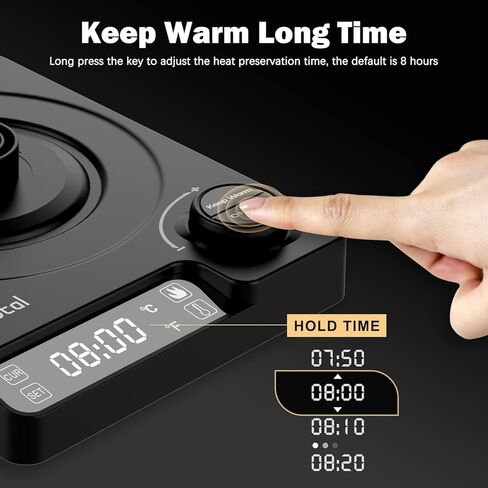 غلاية Vmotal Gooseneck، غلاية كهربائية بقدرة 1200 وات مع تسخين سريع، درجة حرارة متغيرة لتخمير الشاي والقهوة، من الفولاذ المقاوم للصدأ، مقاومة للتسرب، تحافظ على الدفء لمدة 24 ساعة، إيقاف تلقائي، حماية ضد الجفاف، 0.9 لتر in Kuwait