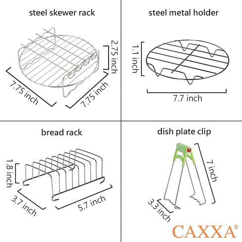 CAXXA 15 PCS 8 Inch XL Air Fryer Accessories, Deep Fryer Accessories with Recipe Cookbook Compatible with Growise Phillips Cozyna Fits All 4.2QT - 5.8QT Air Fryer in Kuwait