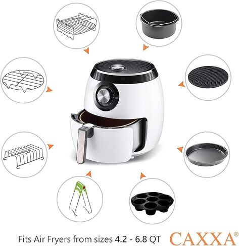 CAXXA 15 PCS 8 Inch XL Air Fryer Accessories, Deep Fryer Accessories with Recipe Cookbook Compatible with Growise Phillips Cozyna Fits All 4.2QT - 5.8QT Air Fryer in Kuwait