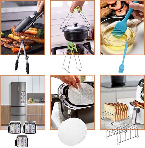 CAXXA 15 PCS 8 Inch XL Air Fryer Accessories, Deep Fryer Accessories with Recipe Cookbook Compatible with Growise Phillips Cozyna Fits All 4.2QT - 5.8QT Air Fryer in Kuwait