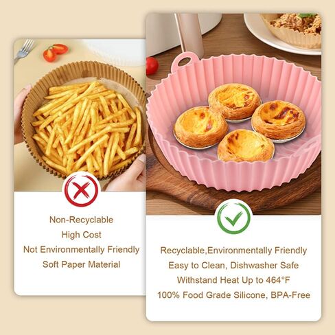 2Pack Air Fryer Silicone Liners 7.5 inch Air Fryer Liners Reusable 3 to 5 Qt Air Fryer Basket Easy Cleaning Heat Resistant Air Fryer Silicone Pot Round Air Fryer Liners Air Fryer Accessories(Pink+Red) in Saudi Arabia