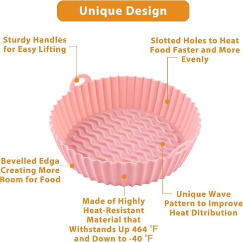 2Pack Air Fryer Silicone Liners 7.5 inch Air Fryer Liners Reusable 3 to 5 Qt Air Fryer Basket Easy Cleaning Heat Resistant Air Fryer Silicone Pot Round Air Fryer Liners Air Fryer Accessories(Pink+Red) in Saudi Arabia