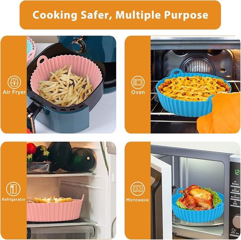 2Pack Air Fryer Silicone Liners 7.5 inch Air Fryer Liners Reusable 3 to 5 Qt Air Fryer Basket Easy Cleaning Heat Resistant Air Fryer Silicone Pot Round Air Fryer Liners Air Fryer Accessories(Pink+Red) in Saudi Arabia