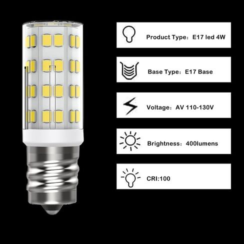 8206232A Bulb Whirlpool Microwave Light Bulbs Under Hood Kei AC110-130V 4W Microwave Bulb E17 Fits Whirlpool Maytag Lava Lamps Salt Bulbs - Replaces 1890433 2pack (Warm White) in Kuwait