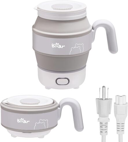 بير غلاية كهربائية للسفر، غلاية محمولة قابلة للطي، غلاية شاي كهربائية صغيرة من السيليكون الامن غذائيا، اغلاق تلقائي وحماية من الغليان الجاف، غلاية ماء قابلة للطي سعة 600 مل in Kuwait
