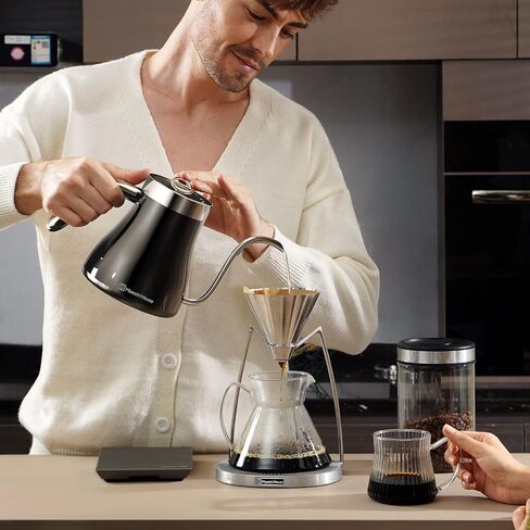 غلاية كهربائية مايستري هاوس 8 في 1 مع تحكم في درجة الحرارة ±1 درجة فهرنهايت، تدفق مياه ثابت 90 درجة، تسخين سريع 1200 واط، الحفاظ على الدفء، شاشة LCD، قفل للأطفال، مؤقت، ترموستات Strix 0.95 لتر in Kuwait