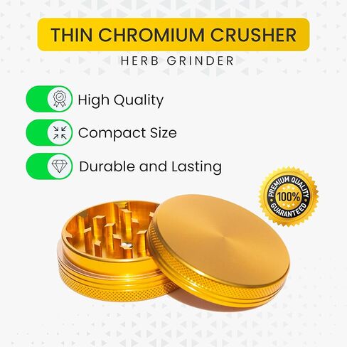 Small Thin Herb Chromium Crusher Grinder 2 inch (Black Color) in Saudi Arabia