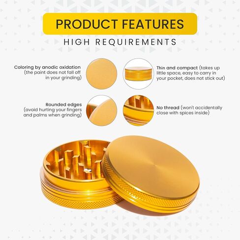 Small Thin Herb Chromium Crusher Grinder 2 inch (Black Color) in Saudi Arabia