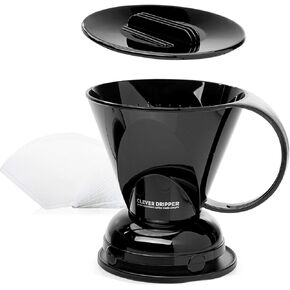 Clever Coffee Dripper and Filters, Large 18 oz (Black)| Barista's Choice| Safe BPA Free Plastic|Includes 100 Filters