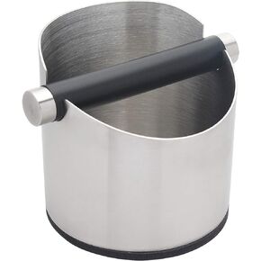 Espresso Knock Box, Stainless Steel Coffee Grounds Knock Box, With Removable Knock Bar and Non-Slip Rubber Base (Black)