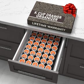K Cup Drawer Organizer Compatible with Keurig Coffee Pods - 25 Capacity K Cup Organizer for Kitchen Drawer, Office Coffee Station - K Cup Holder Insert for K Cup Storage