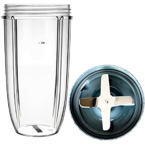 32oz Cup and Extractor Blade Replacement for Nutribullet Blender 32oz Cup and Blade Portable Highspeed Blender Food Processor Nutri Blender 600W/900W, Clear in Saudi Arabia