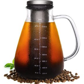 Cold Brew Iced Coffee Maker 34oz, Brewed Coffee Pot with Removable Double Mesh 304 Stainless Steel Filter, BPA-Free Cold Brew Pitcher Glass Container, Tea Maker in Kuwait