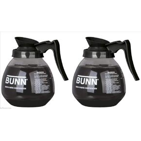 BUNN Glass Coffee Pot Decanter/Carafe, Regular, 12 cup Capacity, Black, Set of 2