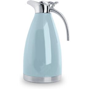 Sumerflos 68 Oz Stainless Steel Coffee Thermal Carafe/Double Walled Vacuum Thermos Insulated / 12 Hour Heat Retention / 2 Liters (Blue)