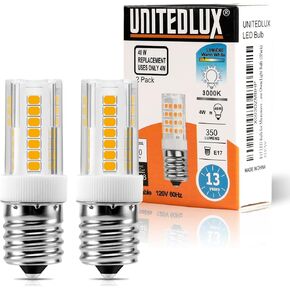 UNITEDLUX E17 LED Bulb Dimmable, Microwave Oven Bulb 4W, 40W Halogen Bulb Equivalent, 350 Lumen Warm White 3000K for Microwave, Over Stove Appliance, Range Hood, E17 Intermediate Base, 4 Pack…