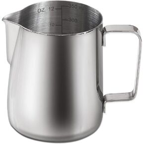 homEdge Espresso Steaming Pitchers 12 OZ / 350ml, Stainless Steel Frothing Pitcher with Measurement Scale