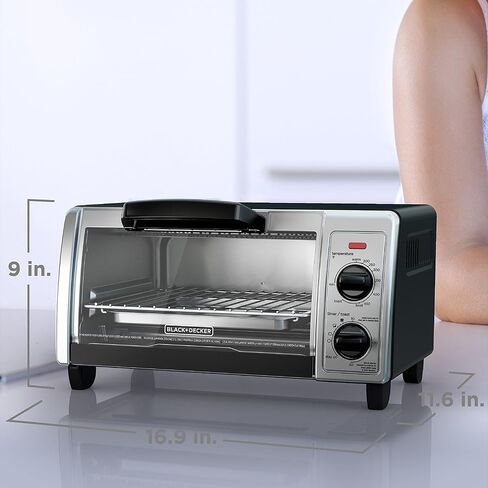 BLACK+DECKER 4-Slice Toaster Oven with Easy Controls, Stainless Steel, TO1705SB,Medium in Saudi Arabia