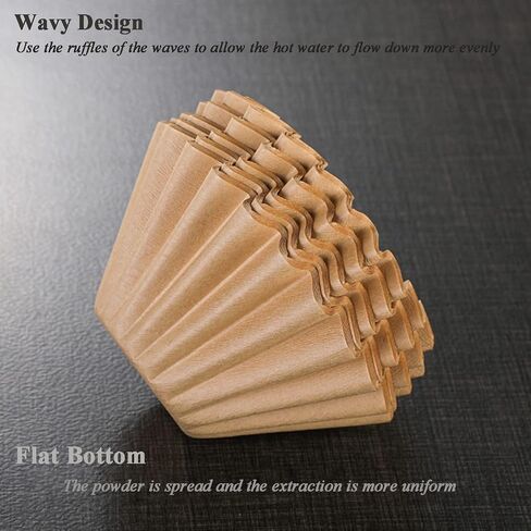 2-5 Cup Coffee Filters, Pack of 100 Unbleached Coffee Filters 5 Cup, Thicken Natural Coffee Filter Basket for Commercial, Home Coffee Maker, Pour Over Coffee Kit (Brown, W02) in Kuwait