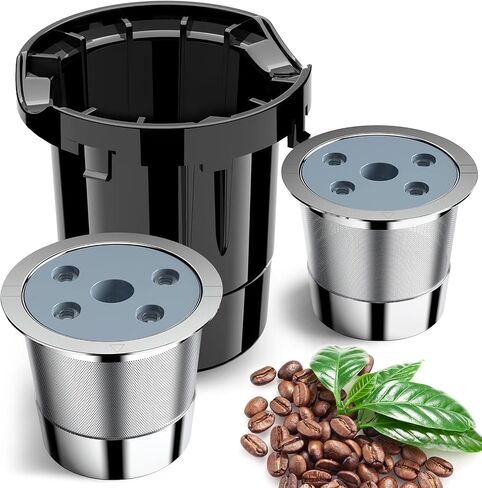 أكواب K قابلة لإعادة الاستخدام لـ Keurig K Supreme | أكواب K قابلة لإعادة الملء مع محول لماكينة صنع القهوة Keurig K Supreme (Plus) (عبوة من 2 علبة قهوة قابلة لإعادة الاستخدام + 1 حزمة محول) in Kuwait