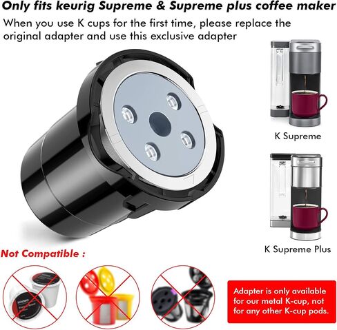 أكواب K قابلة لإعادة الاستخدام لـ Keurig K Supreme | أكواب K قابلة لإعادة الملء مع محول لماكينة صنع القهوة Keurig K Supreme (Plus) (عبوة من 2 علبة قهوة قابلة لإعادة الاستخدام + 1 حزمة محول) in Kuwait