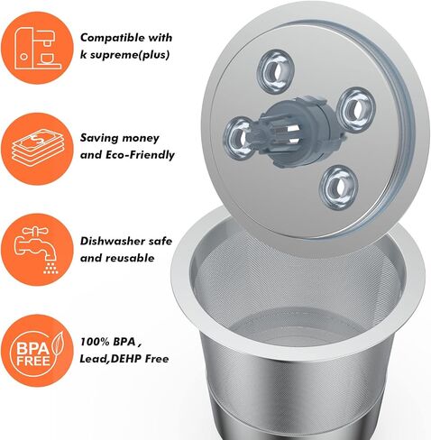 أكواب K قابلة لإعادة الاستخدام لـ Keurig K Supreme | أكواب K قابلة لإعادة الملء مع محول لماكينة صنع القهوة Keurig K Supreme (Plus) (عبوة من 2 علبة قهوة قابلة لإعادة الاستخدام + 1 حزمة محول) in Kuwait