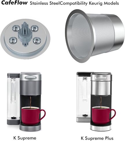 أكواب K قابلة لإعادة الاستخدام لـ Keurig K Supreme | أكواب K قابلة لإعادة الملء مع محول لماكينة صنع القهوة Keurig K Supreme (Plus) (عبوة من 2 علبة قهوة قابلة لإعادة الاستخدام + 1 حزمة محول) in Kuwait