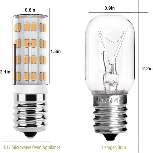 8206232A لمبة ويرلبول ميكروويف تحت غطاء محرك السيارة Kei AC110-130V 4W لمبة ميكروويف E17 تناسب مصابيح ويرلبول مايتاج الحمم البركانية - يستبدل 1890433 2pack (أبيض دافئ) in Kuwait