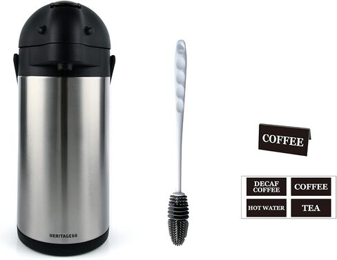 Heritage66 Thermal Coffee Carafe with Cleaning Brush – 68 oz (2 L) Vacuum Insulated Stainless Steel Beverage Dispenser, Keeps Drinks Hot 12 H/Cold 24 H, Ideal for Home, Office & Parties in Saudi Arabia