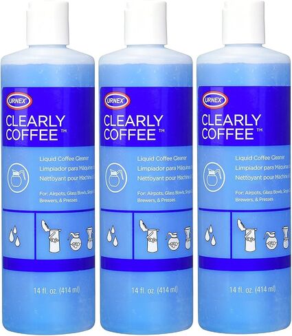 Urnex Clearly Coffee Pot Cleaner - 3 Pack - Made in the USA - French Press Liquid Cleaner for Glass Bowls Airpots Satellite Brewers and Thermal Servers Removes Coffee Oils in Kuwait