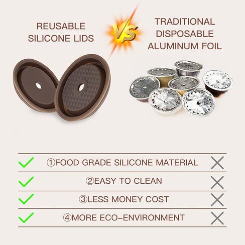 كبسولات قهوة Vertuo قابلة لإعادة الاستخدام (5 قطع)، كبسولة قهوة قابلة لإعادة التعبئة لكبسولات Vertuoline وVertuo، كبسولات قهوة سعة 230 مل متوافقة مع ماكينة قهوة Nespresso Vertuo، مع قطعتين من أغطية السيليكون القابلة لإعادة الاستخدام، ومغرفة، وفرشاة in Kuwait