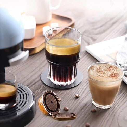 كبسولات قهوة Vertuo قابلة لإعادة الاستخدام (5 قطع)، كبسولة قهوة قابلة لإعادة التعبئة لكبسولات Vertuoline وVertuo، كبسولات قهوة سعة 230 مل متوافقة مع ماكينة قهوة Nespresso Vertuo، مع قطعتين من أغطية السيليكون القابلة لإعادة الاستخدام، ومغرفة، وفرشاة in Kuwait