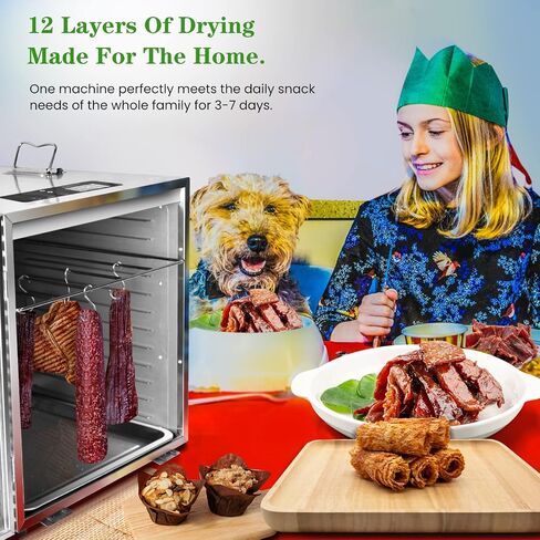 مجفف الطعام لـ Jerky 12 صينية، وفواكه الخضروات، واللحوم، والصواني، وتحكم في درجة الحرارة قابل للتعديل، وآلة حفظ الطعام الكهربائية مع قدرة تجفيف قوية، ومروحة مثبتة في الخلف in Kuwait