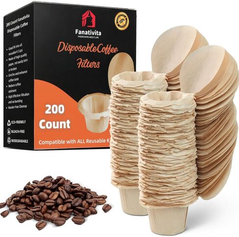100 Count Fanativita K Cup Filters Disposable with Genius Lid Design, Fit All Reusable K Cups for Keurig (Unbleached) in Kuwait