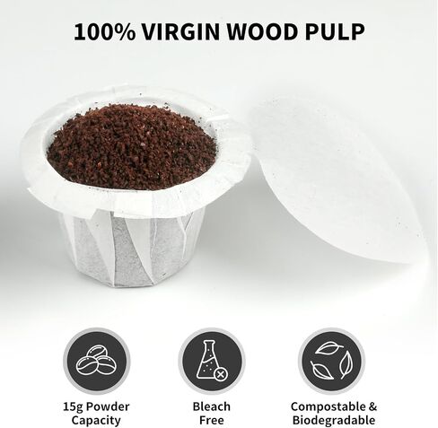 100 Count Fanativita K Cup Filters Disposable with Genius Lid Design, Fit All Reusable K Cups for Keurig (Unbleached) in Kuwait
